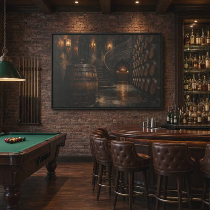 Vintage Whiskey Barrel Cellar Canvas
