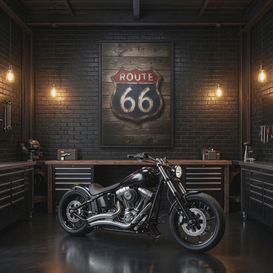 route 66 sign - framed canvas in a garage 