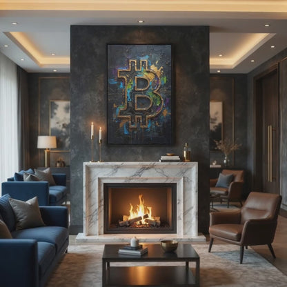 Bitcoin Logo Matte Canvas Framed | Crypto Wall Art