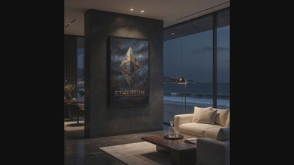 Ethereum Logo Art Matte Canvas Framed | Crypto Wall Art