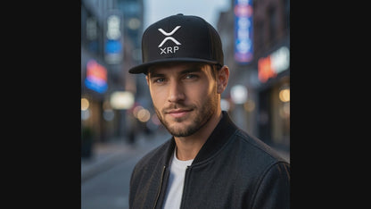 XRP White Logo Flat Bill Snapback | Crypto Hat
