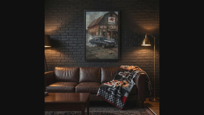 Chevy Muscle Car Canvas Framed | Rustic Gas Station Wall Art