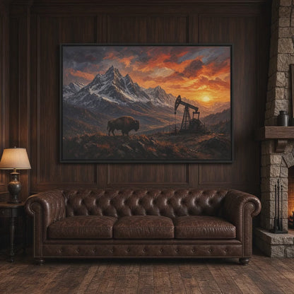 Prairie Steel | Bison Pumpjack Canvas