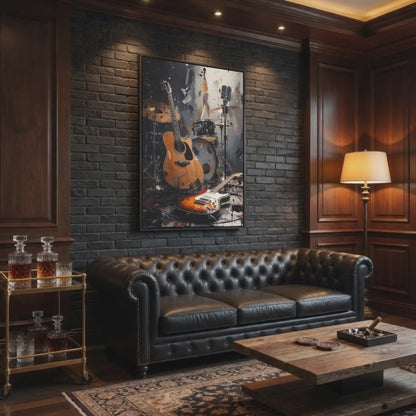 Guitar Rock N Roll  Music Matte Canvas Framed | Band Wall Art