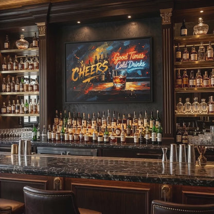 "Good Times & Cold Drinks" Bar Wall Art Decor | Framed Canvas
