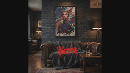 Homelander , The boys - Blood-Splatter Portrait Matte Canvas Framed | Multi-Color