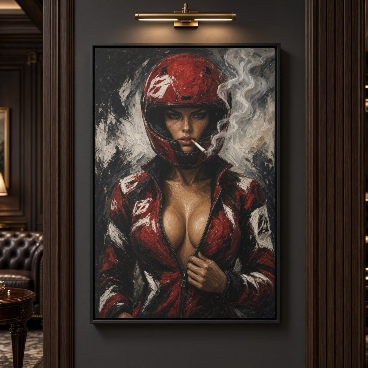 Red Helmet Race Girl Canvas