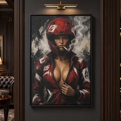 Red Helmet Race Girl Canvas