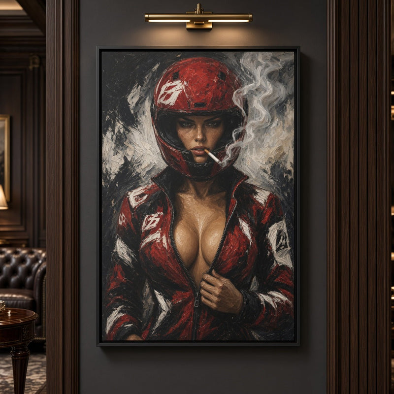 Red Helmet Race Girl Canvas