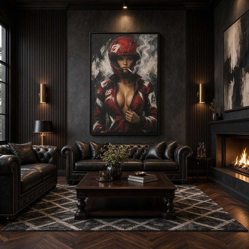 Red Helmet Race Girl Canvas