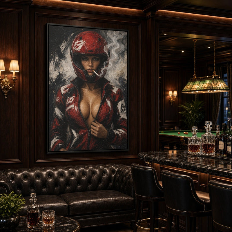 Red Helmet Race Girl Canvas
