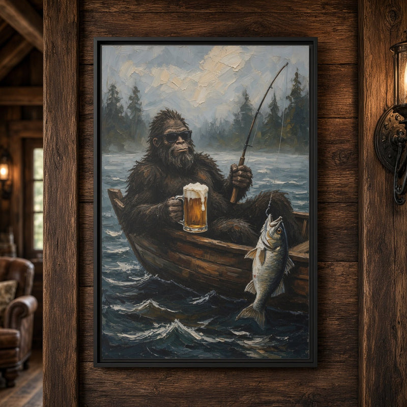 Catch of the Day - Sasquatch Fishing with Beer Canvas
