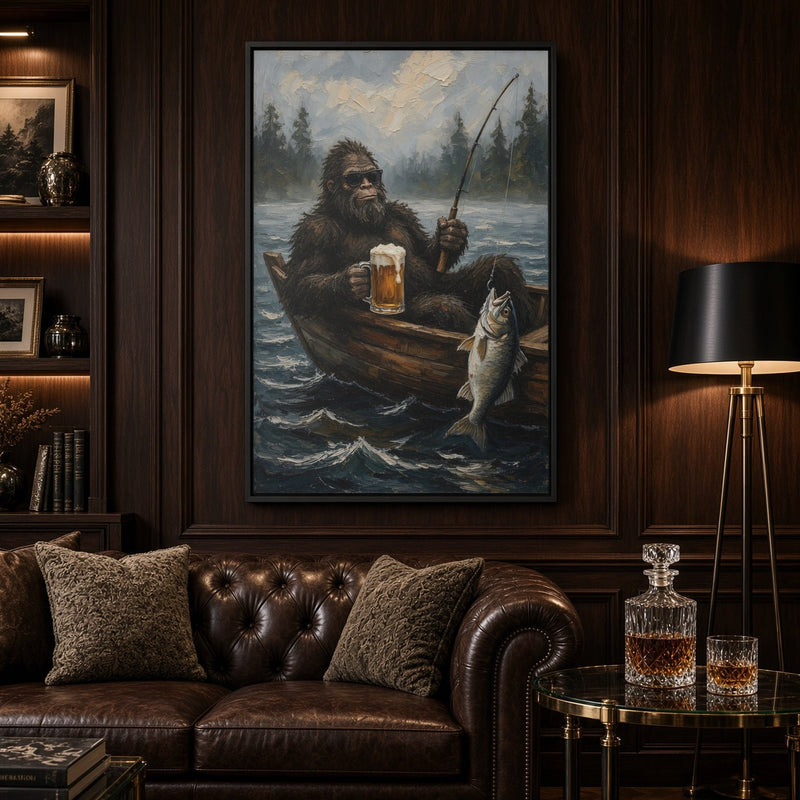 Catch of the Day - Sasquatch Fishing with Beer Canvas