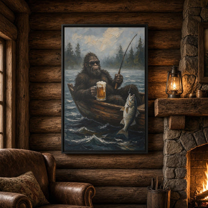 Catch of the Day - Sasquatch Fishing with Beer Canvas