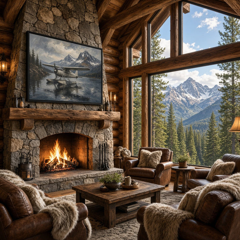 Mountain Lake Seaplane Canvas