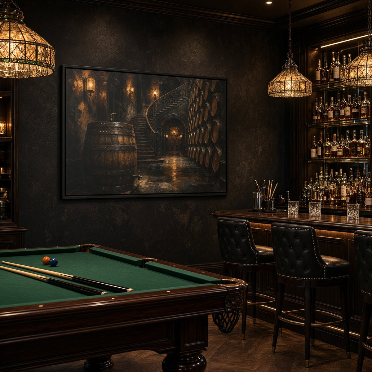 Vintage Whiskey Barrel Cellar Canvas