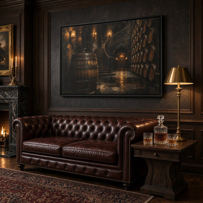 Vintage Whiskey Barrel Cellar Canvas