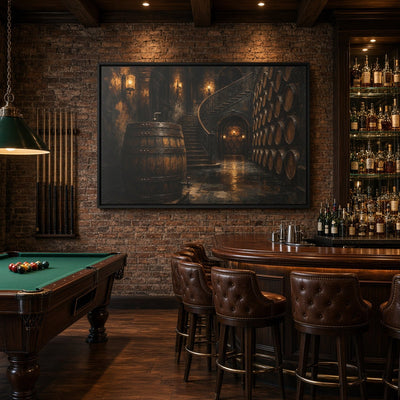 Vintage Whiskey Barrel Cellar Canvas