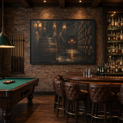 Vintage Whiskey Barrel Cellar Canvas