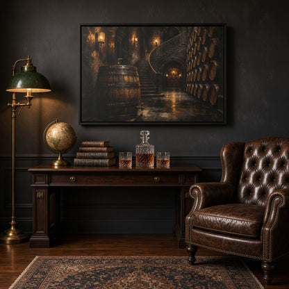 Vintage Whiskey Barrel Cellar Canvas