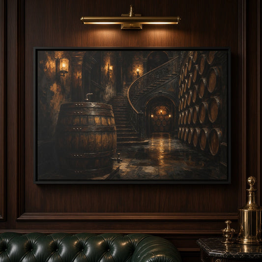 Vintage Whiskey Barrel Cellar Canvas