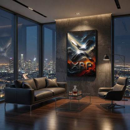 XRP Logo Crypto Art Matte Canvas Framed | Ripple Cryptocurrency Wall Print