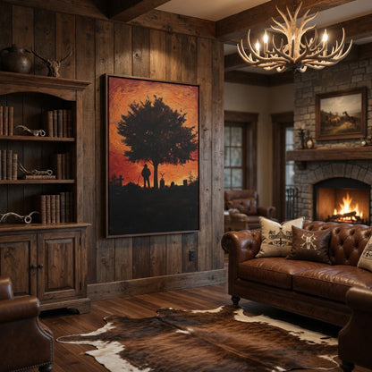 Yellowstone Inspired Art -Matte Canvas Framed | Cemetery Night Scene